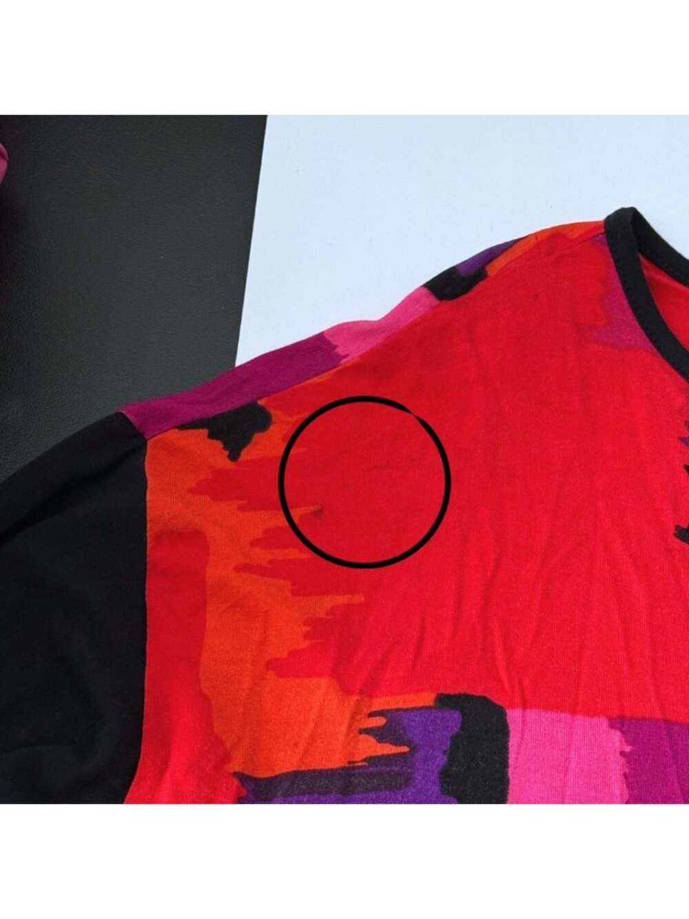 Ruby Rd Abstract Brushstroke Print Top Petite XL Hot Pink Red Black Art Teacher - Picture 9 of 10